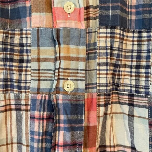 90s vintage patchwork button up 100% cotton plaid shirt - long sleeve brooks bro - Picture 2 of 4
